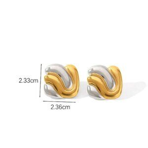 #311 Gold and Silver Square Earrings